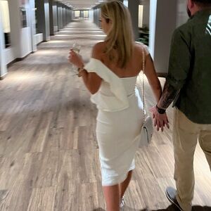 One shoulder white dress